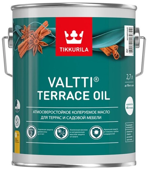 Масло для террас и садовой мебели tikkurila valtti terrace oil